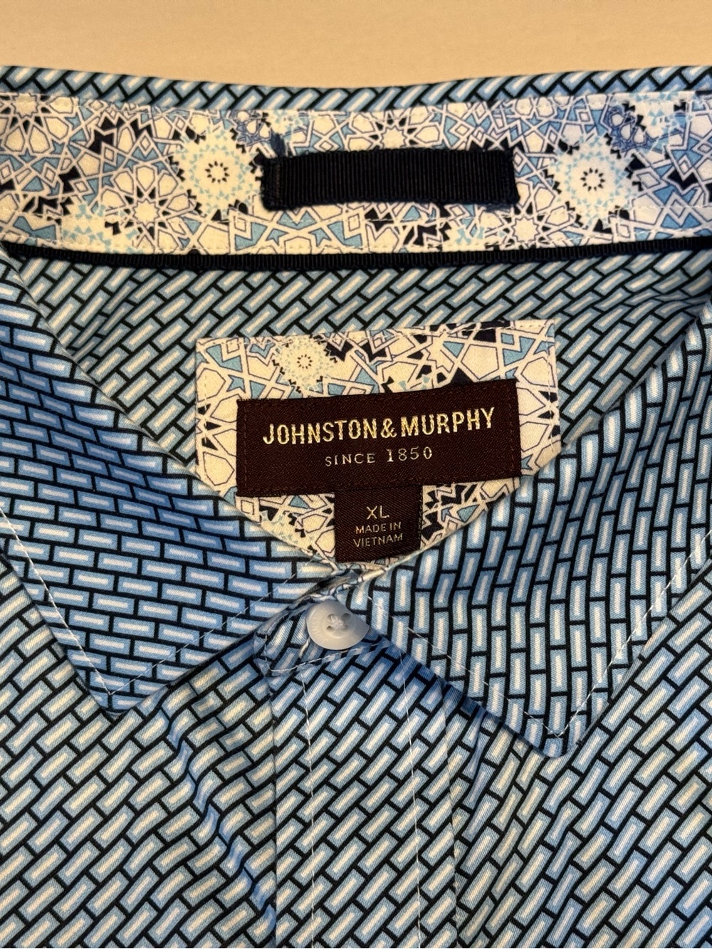 Johnston & Murphy Light Blue Micro-Pattern Dress Shirt